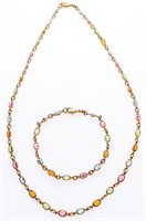 Estate Gemstone Necklace & Bracelet Set