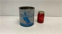 Vintage one gallon oyster can (no lid) & pint jar