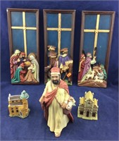 Ceramic Wall Art Nativity + Lighted Houses & More