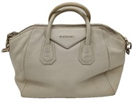 White Rough Leather Top Handle Tote Bag