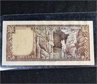 $1 UNE LIVRE LIBAN Libya Bank Note Bill