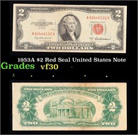 1953A $2 Red Seal United States Note Grades vf++