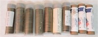 Lot of 10 rolls Lincoln cents, 4 wheat,