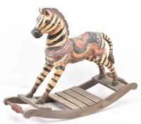 Decorative Painted Zebra Wood Rocking Horse