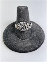 Vintage Sterling Rose Ring 3 Grams Size 8.75