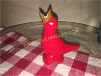 Red ceramic pie bird & 9" Pyrex pie plate