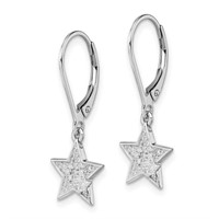 Sterling Silver Diamond Star Earrings