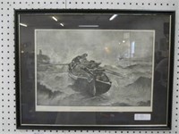 FRAMED & MATTED STEEL PLATE ENGRAVING, "GOING