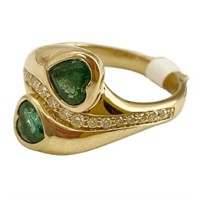 14K Emerald & Diamond Ring