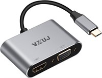 USB C to HDMI VGA Adapter, VZUJ USB 3.1 Type C t
