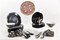 Embossed Calligraphy Bowls, Platter & Stoneware