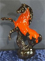 Vtg. Orange Blue Mountain Pottery Standing Horse