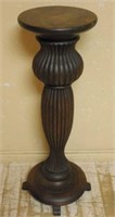 Reeded Turned Oak Pedestal.