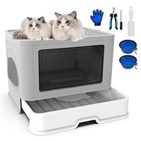 PandaFairy Foldable Cat Litter Box,Extra Large top