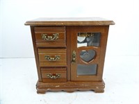 Vintage Small Wood Jewelry Armoire Box 8.5" x