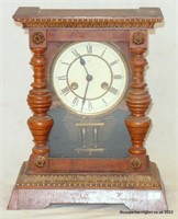 Victorian Junghams Walnut 8 Day Mantle Clock.