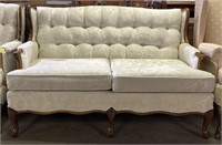 (H) White Floral Love Seat Couch 52” x 31” x 34”