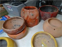 Mexican Red Clay Medium Sz Planters Lot of 7