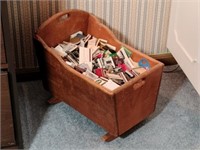 Vintage Wood Cradle,  Advertising Matchbooks