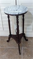 VINTAGE MARBLE TOPPED WOODEN TABLE -