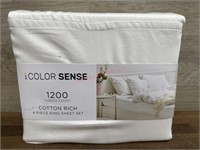 Color sense 1200 thread count 4 piece king sheet