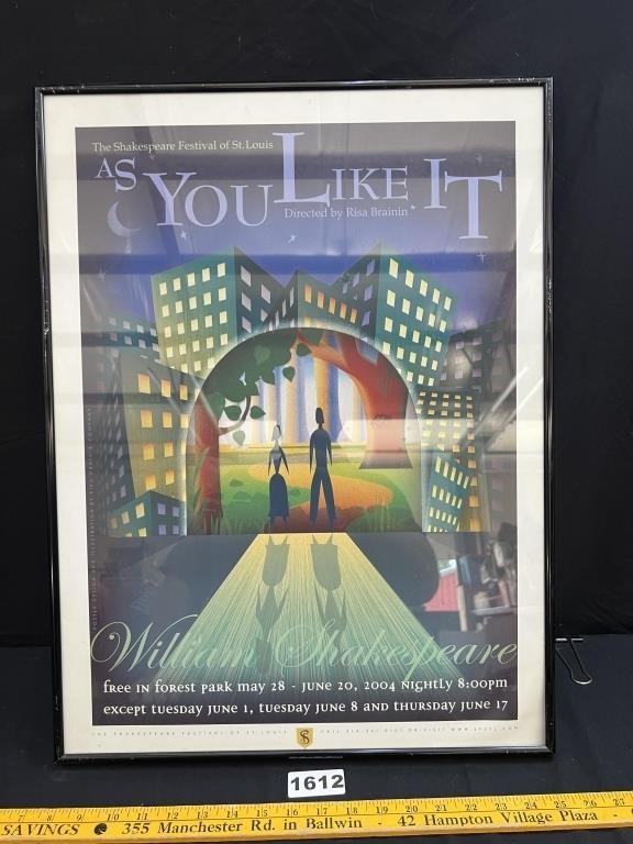 Framed "As You Like It" Poster