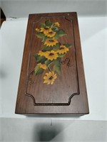 Hand painted flower wooden box 6x12