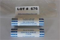 2 Rolls- Out of Circulation Lincoln Wheat Pennies