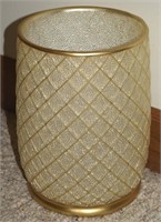 Contempo Gold Accent Textured Trash Can Resin