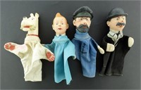 Tintin. Lot de 4 marionnettes (Années 50)