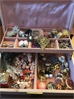 Pink jewelry box vintage- Peruvian Art brooch