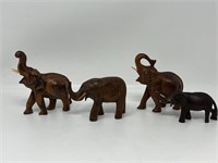 Vintage Carved Wood Elephant Figurines Tusks
