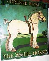 Greene King the White Horse Dbl. Sided Trade Metal