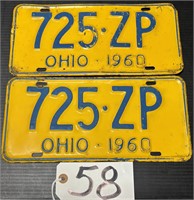 Pair of 1960 Ohio License Plates