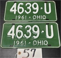 Pair of 1961 Ohio License Plates