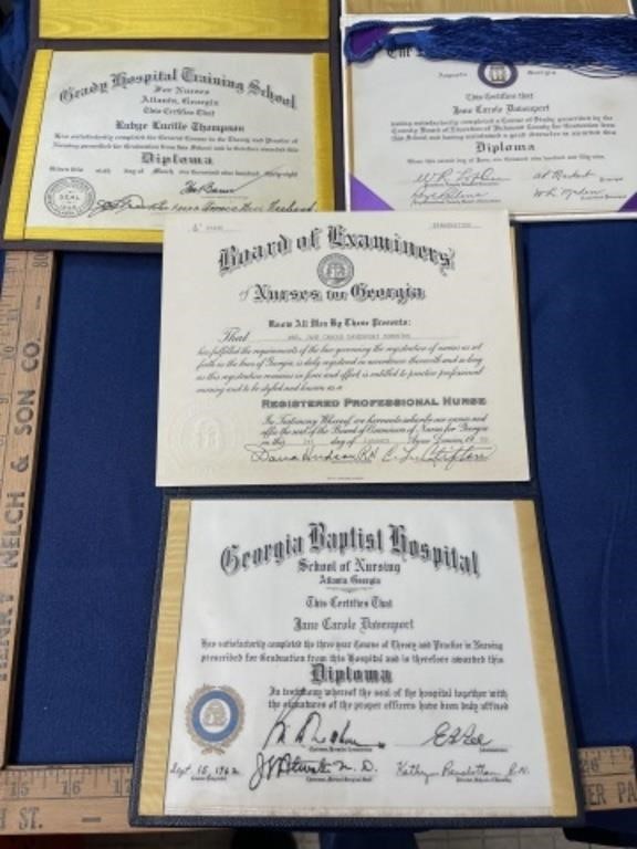Vintage nursing diplomas Georgia lot