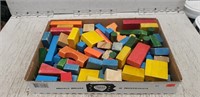 Tray Of Vintage Children's Wooden Blocks