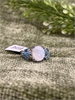 Sterling Silver Moonstone and Aquamarine Ring