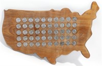 Statehood Quarters in Wooden America Display