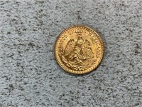 1945Mo Mexico gold two pesos