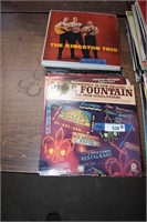 Two Stacks of Vintage Jazz & Folk LP Albums