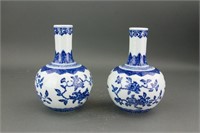 Pair Chinese B & W Porcelain Vase Yongzheng Mark