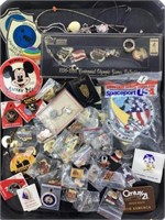 Assorted Collectors Pins, Buttons, Patches