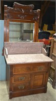 Antique marble top wash stand & mirror