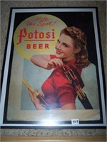 Potosi Beer Picture of Girl in Red Dress - Hits th