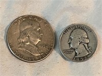 1952 Half Dollar and 1952 Washington Quarter