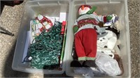 (2) Storage Totes Of Christmas Decor, Lights, Misc