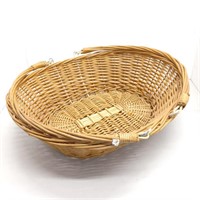 Wicker basket oval folding handles