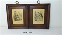 ANTIQUE FRAMED 1940 LA MODE ILLUSTREE PICTURES