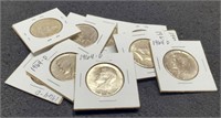 (10) 1964-D Kennedy Half Dollars